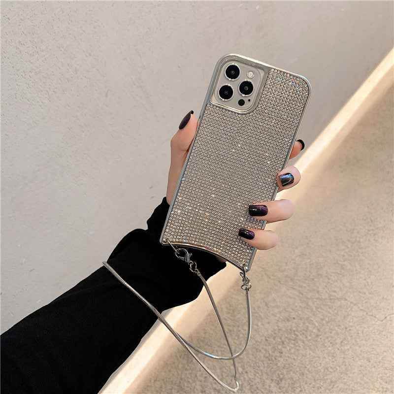 Silver Compatible with Apple, Sparkle Glitter Strap Cord Chain Phone Necklace Lanyard Phone Case Carry Cover Hang For iPhone 12 11 Pro XS Max XR X 7 8 Plus 12 1620893230154 Print Material
