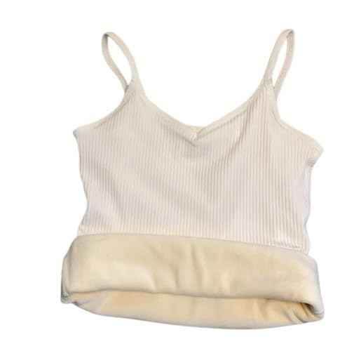White Slips with Narrow Strap Slim Fit Cotton Thermal Fleece Underwear Tops 1734353628029-6 Womens Thermal Tops