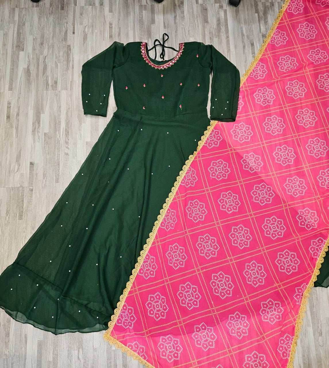 Women'S Solid Georgette Gown Kurta With Dupatta, Long Kurti Ethnic Dress Set For All Occasions 1739258124873-WhatsApp-20Image-202025-02-11-20at-2010-19-13-20AM-20-1-_4 Womens Gown