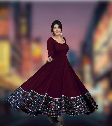 Women's Rayon Solid Pattern Full Sleeve Full Stitched Gown 1739359958011-11 Womens Gown