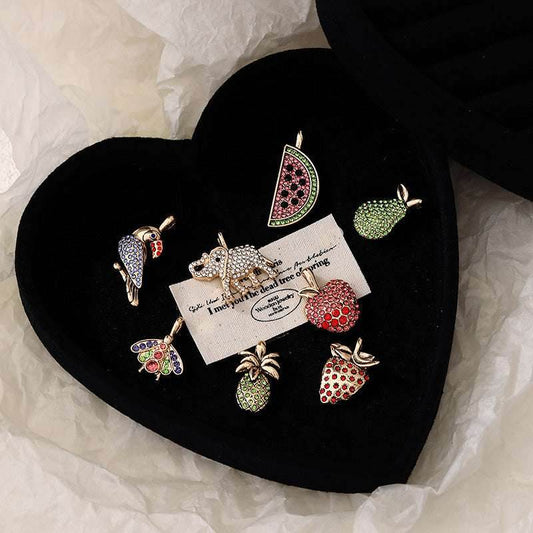 Summer Fruit Wind Watermelon Pendant Elephant Color Zircon Necklace 18K Gold 3ed06e73-bcea-4407-a7a1-5a4671618160-_2