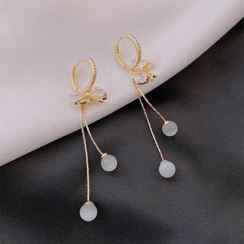 Alloy Bow Earrings with Elegant Droplets 51a37607-80c5-49b2-ad95-dcd7c27c98bc Print Material