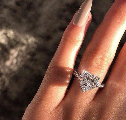 Ins best selling inlaid AAA zircon heart-shaped ring wish new European and American engagement party ring jewelry 72748542482 Print Material