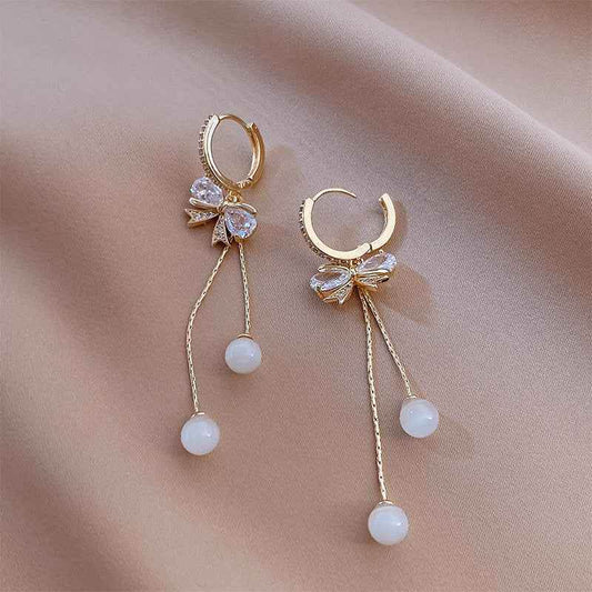 Alloy Bow Earrings with Elegant Droplets 872d7dcf-9ec3-488b-99cd-b00970a3ff46 Print Material