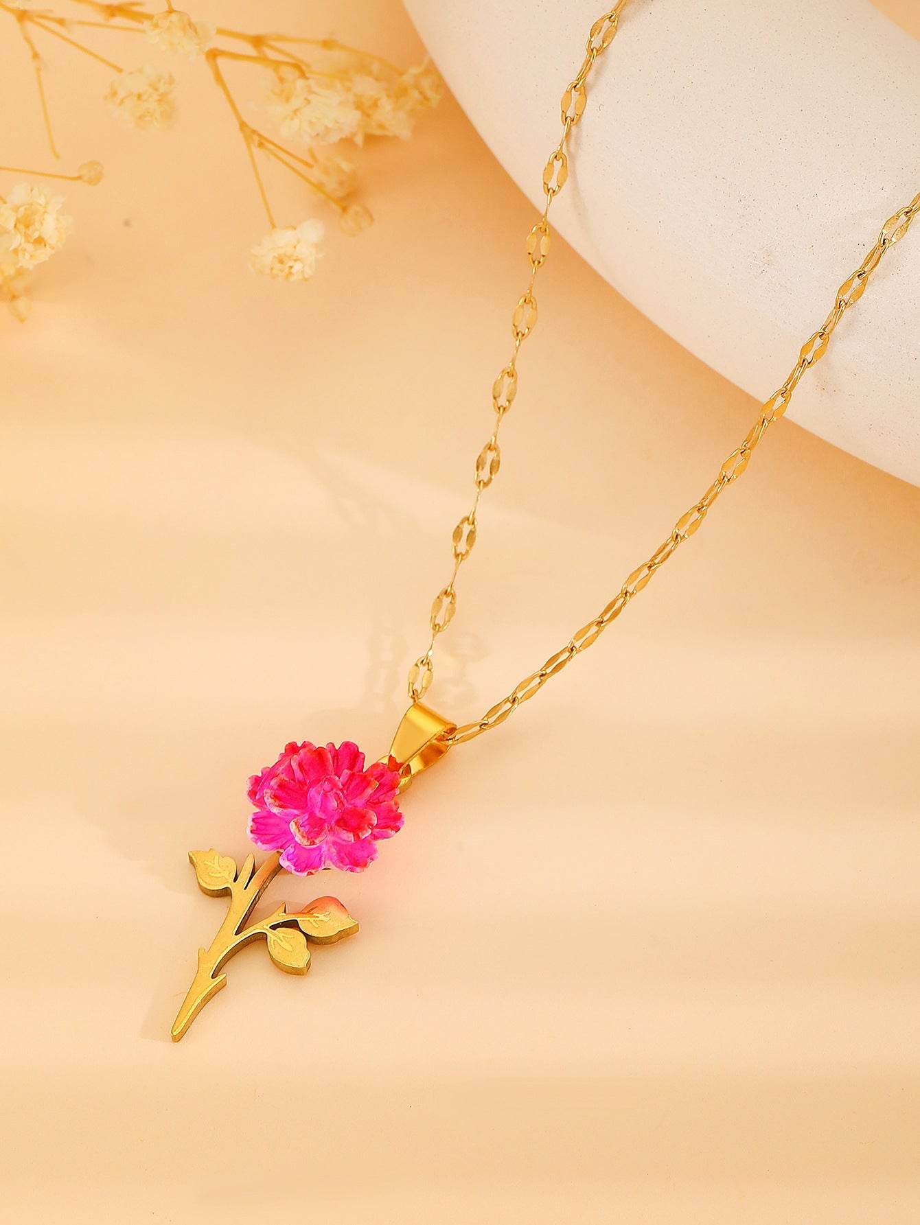 11 18K Real Gold N184 Rhinestone Love Rose Chain Necklace For Women 8bf3479f-545d-4423-a963-0f0558371382 Print Material