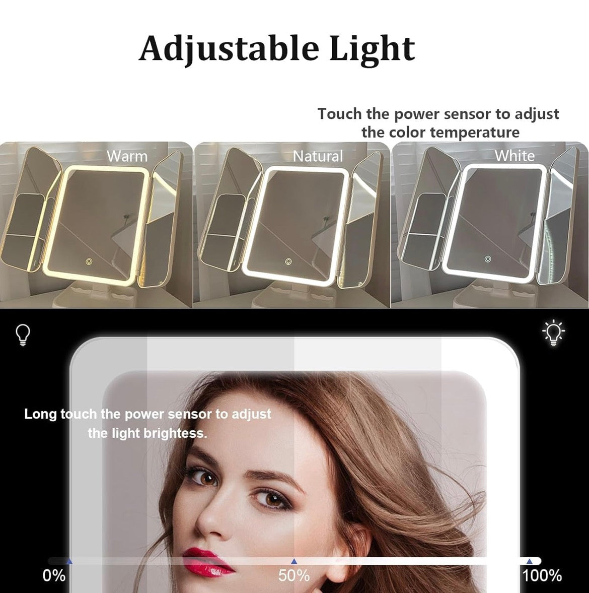 Trifold Led Makeup Mirror with Magnification & Touch Control FullSizeRender_1a573bb4-5668-4681-9cf2-82df39ce1139