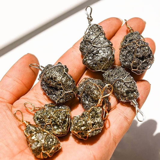 Cross-border Natural Crystal Pyrite Rough Stone Winding Pendant Copper Wire ac91cb20-7d52-4177-82ff-582252ea3490-_2
