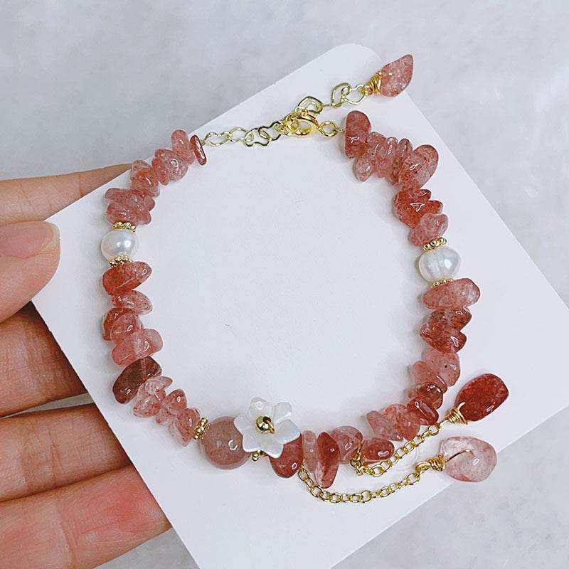 Pink Crushed Stone Pearl Bracelet Shell - AVENTURINE df32225b-26b1-4ac4-bfbb-10b2b8d2fe1e Print Material