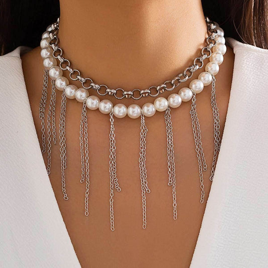 Pearl Tassel Fun Design Double-layer Retro Necklace Women's Accessories f157a5ac-173d-4f7d-ab26-00f052c1a425-_2 Print Material