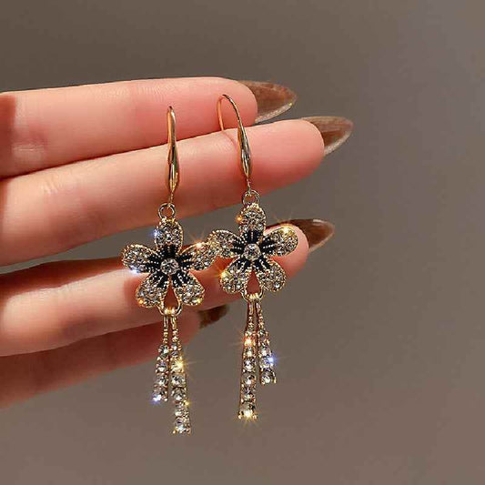 Sparkling Flower Earrings for Women ksqrf7-20-sparkling-flower-earrings-for-women-retro-ear-hook Print Material