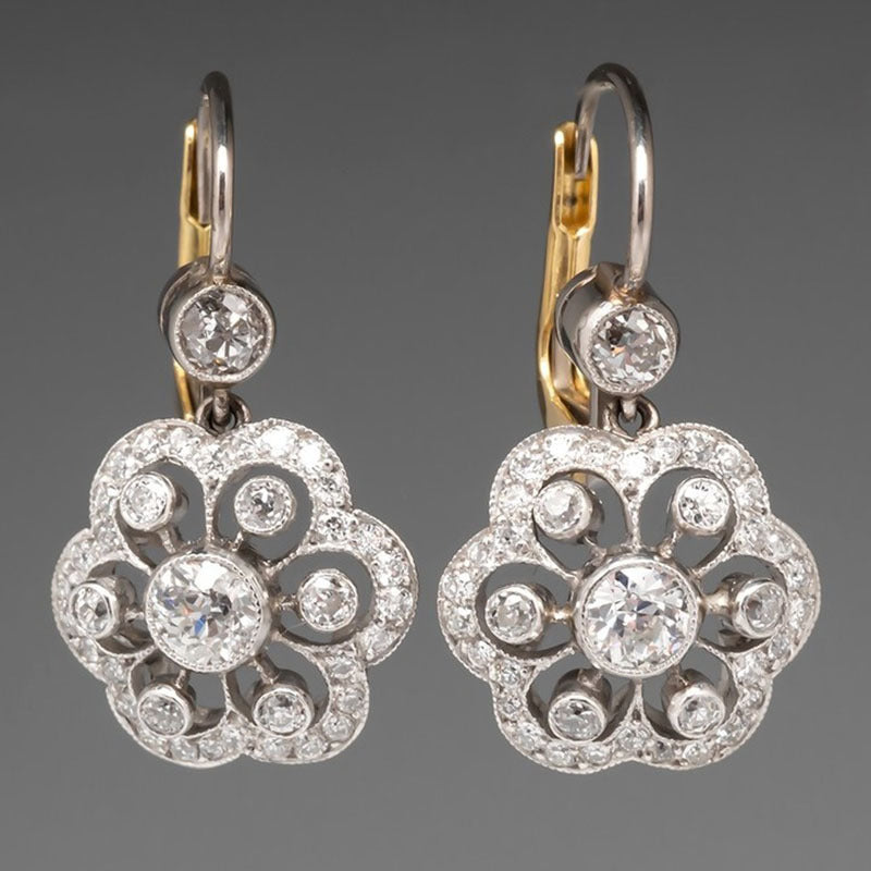 Female Geometric Circular Zircon Earrings - BOSS MANGO