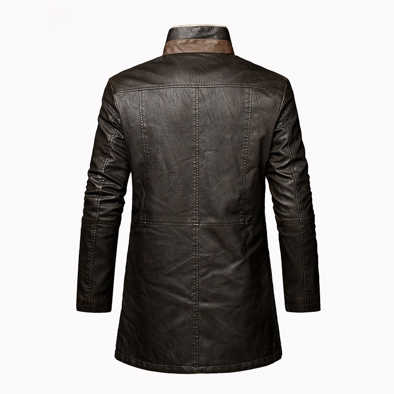 Men's Leather Extended Plus Size Men's PU Leather Coat - BOSS MANGO