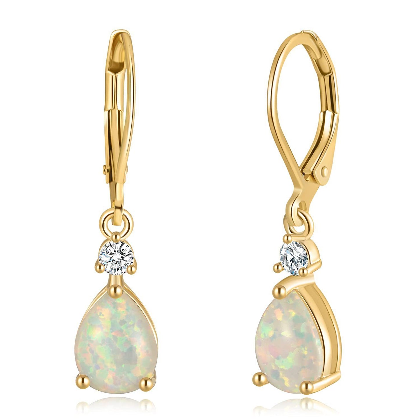 White Opal Drop Opal Earrings - BOSS MANGO