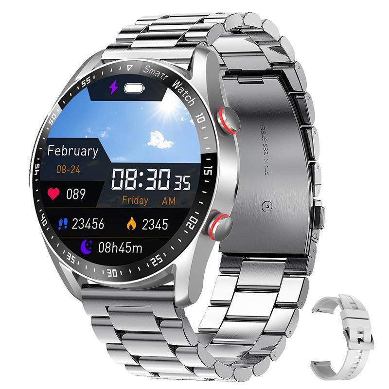 Silver steel strip Smart Watch ECG+PPG Business Stainless Bluetooth Call Smart Watch 0E366D245F0CD7789ABCB9AAB08AA84C