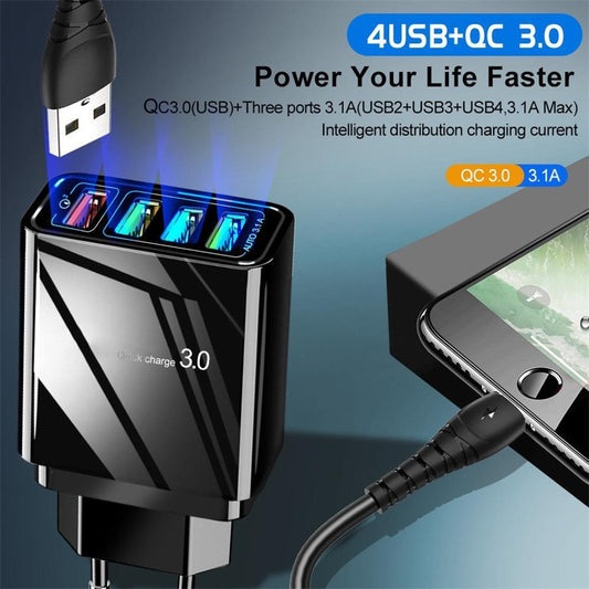 Illuminated 4USB Mobile Phone Charger 3A Charging Head - BOSS MANGO