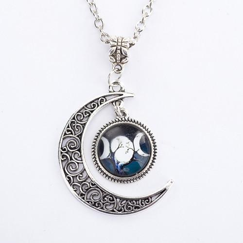 TRIPLE MOON GODDESS PENDANT NECKLACE - BOSS MANGO