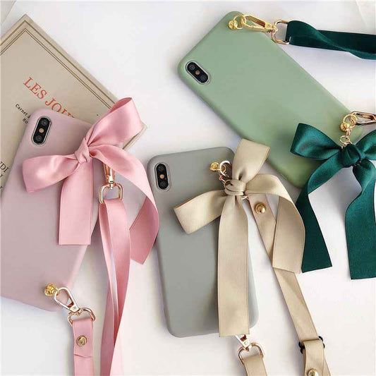 Bowknot strap lanyard phone case