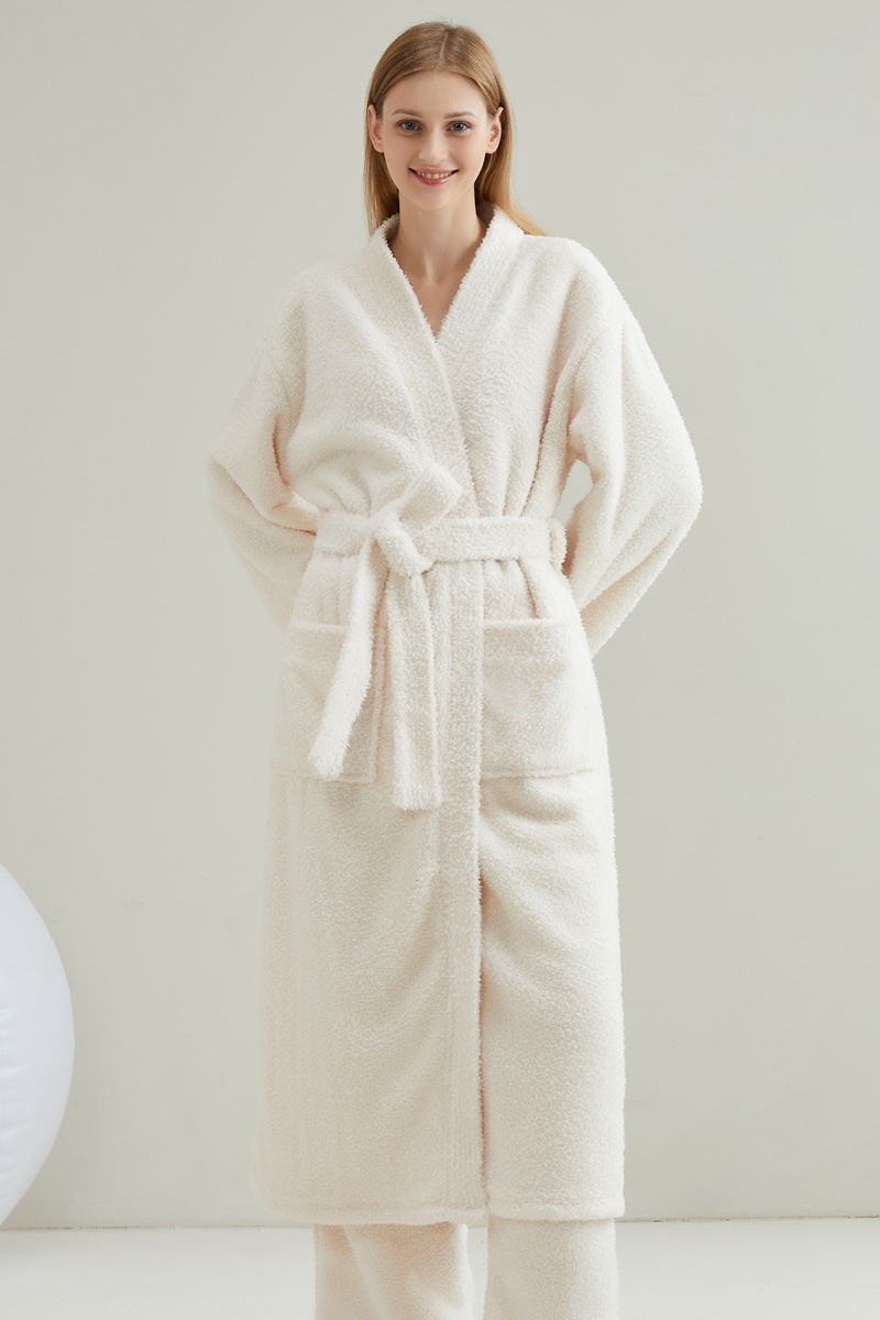 Couple pajamas flannel casual European and American loose bathrobe nightgown - BOSS MANGO