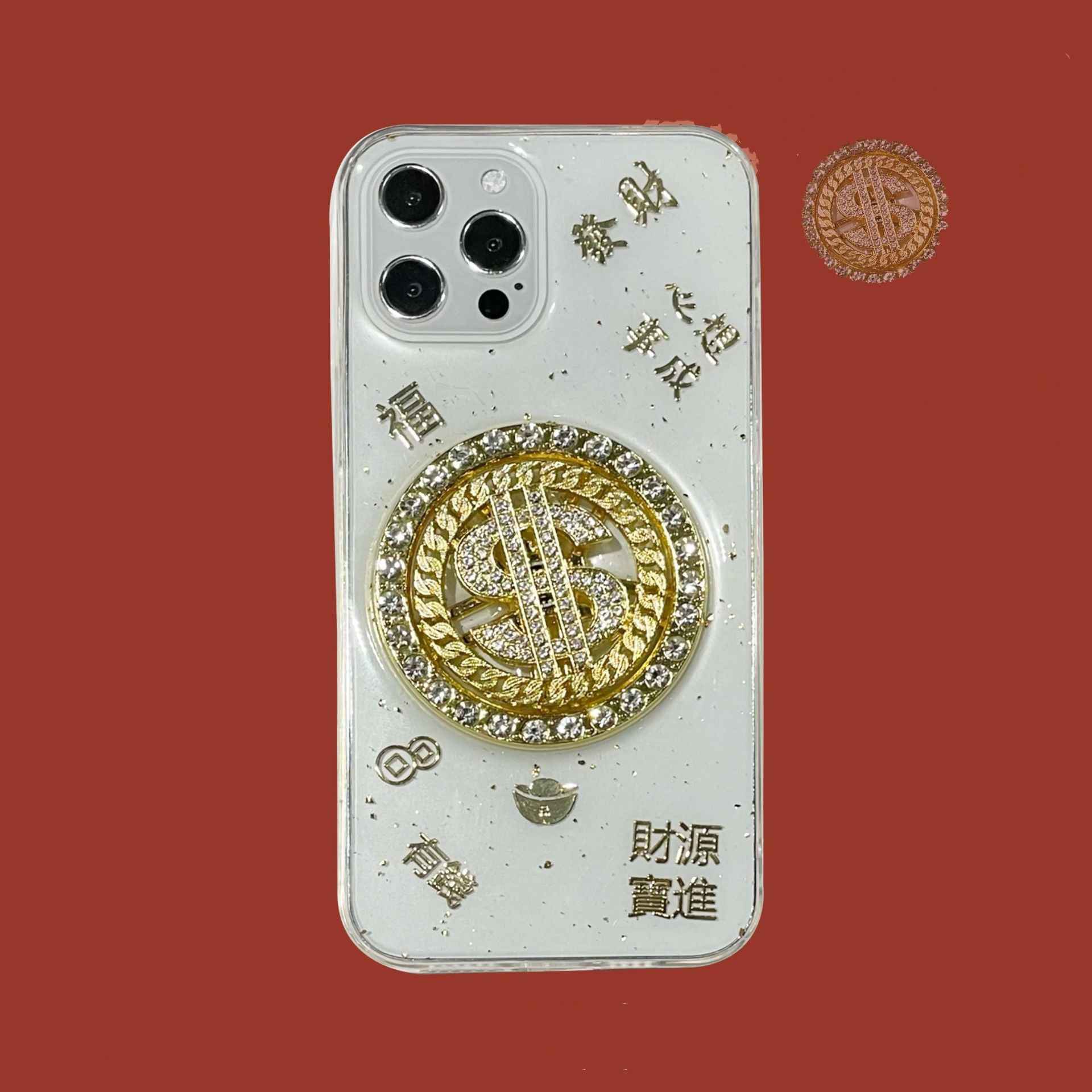 3D Diamond Dollar Turnplate Phone Case Luxury Designer