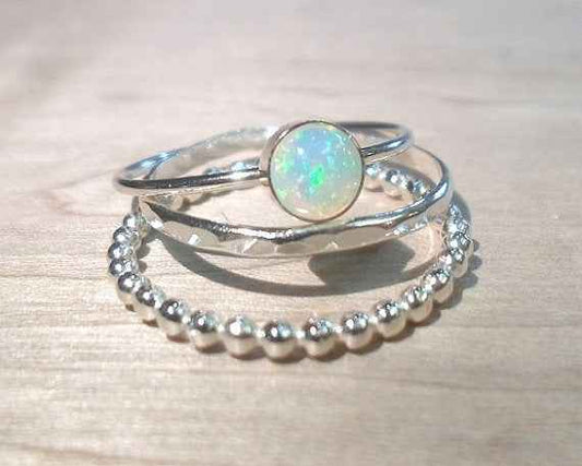 Fashion Simple Gemstone Three-Piece Ring