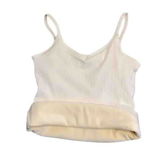 White Slips with Narrow Strap Slim Fit Cotton Thermal Fleece Underwear Tops