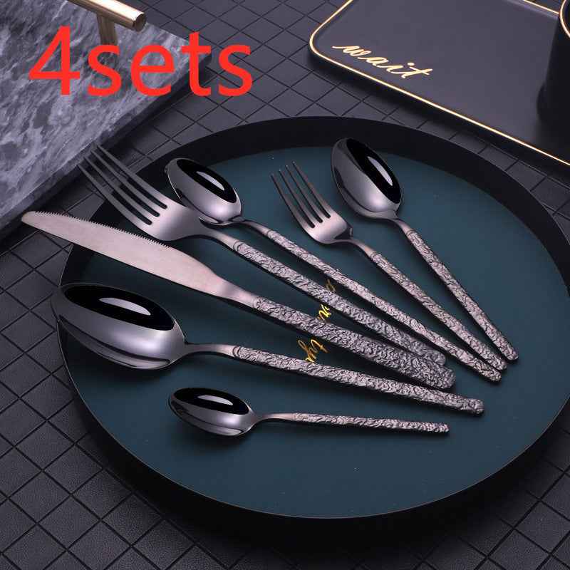 Embossed Textured Handle Steak Cutlery Western Cutlery