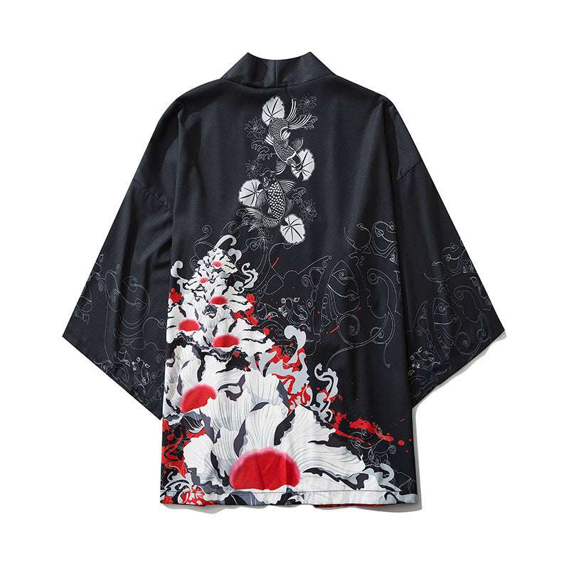 Printed Japanese Kimono Men's And Women's Cloak Jacket Road Robe Pajamas Cardigan