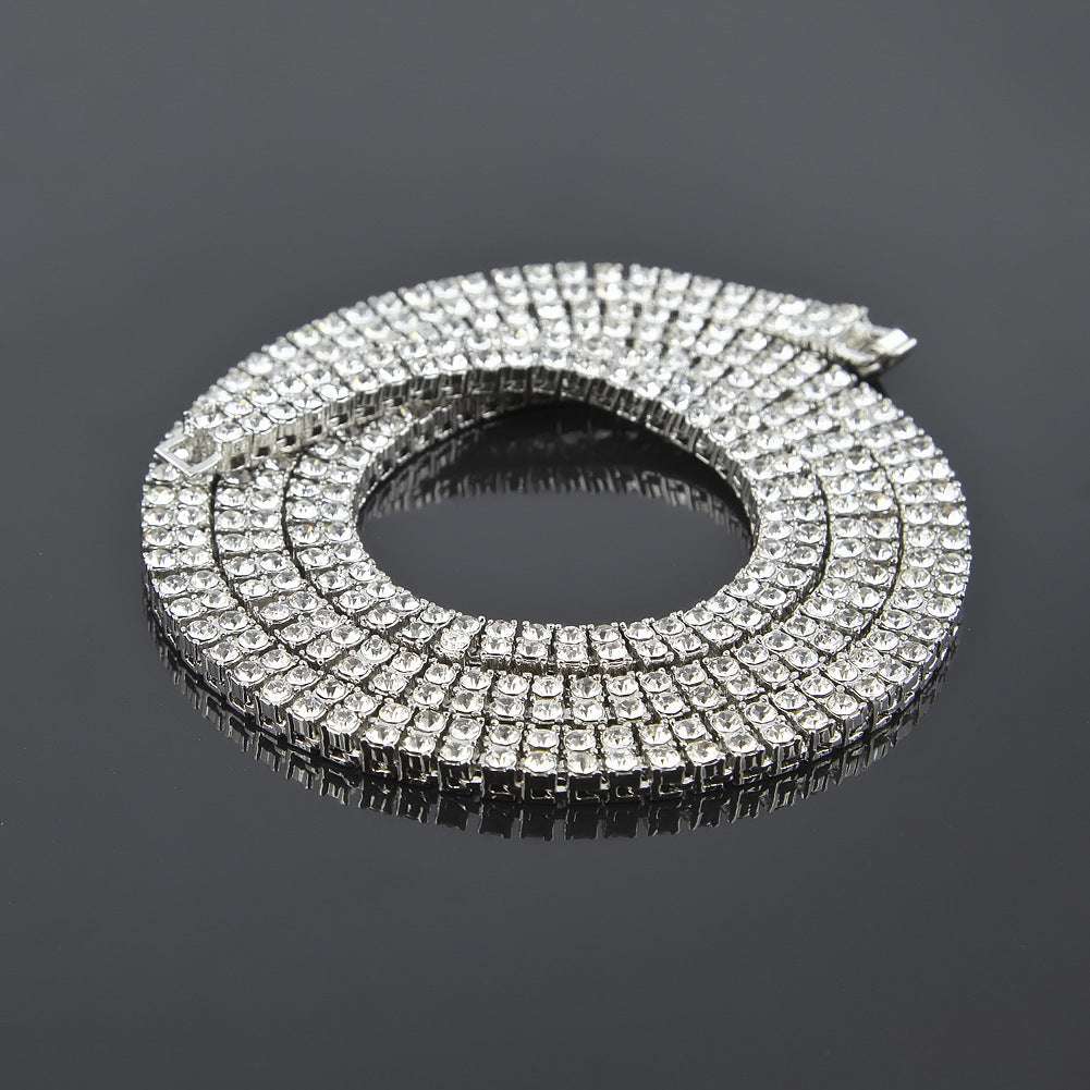 Alloy Diamond 2 Row Hip Hop Necklace