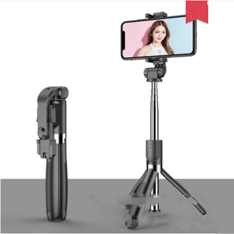 Compatible with Apple, Tripod Selfie Stick Mobile Universal Live Triangle Bracket One Bluetooth Selfie Artifact - BOSS MANGO