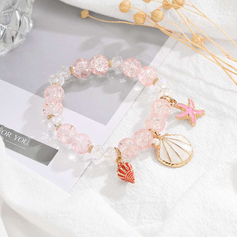 Hot Selling Starfish And Scallop Alloy Beaded Bracelet