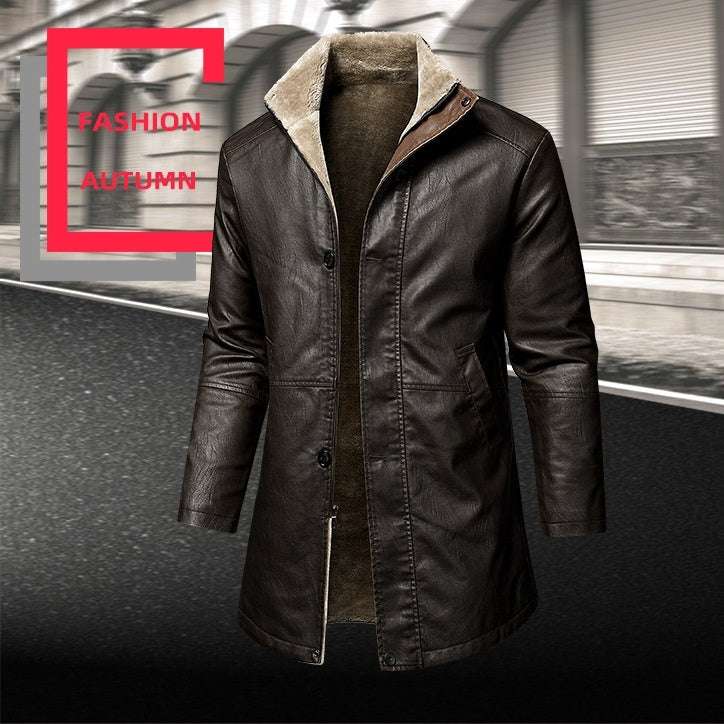 Men's Leather Extended Plus Size Men's PU Leather Coat