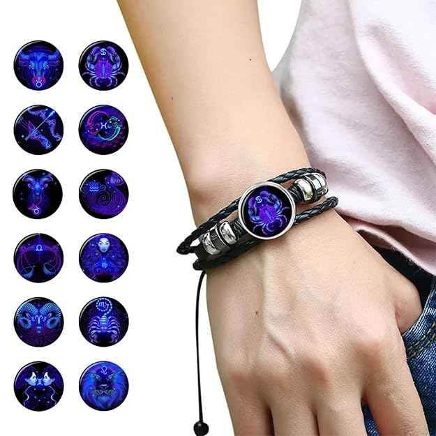 3038 Zodiac Constellation Bracelets for Men 3038-zodiac-constellation-bracelets-mens-leather-wristband Mens Bracelets