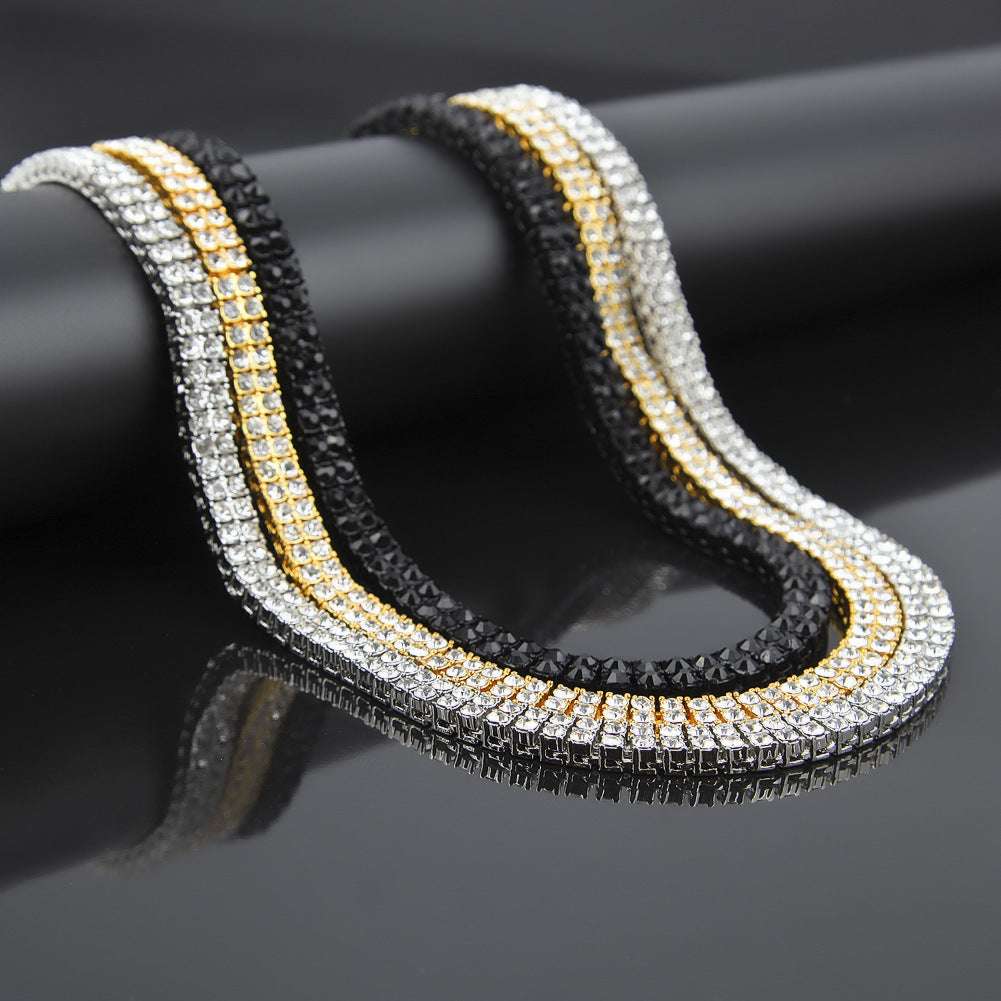 Alloy Diamond 2 Row Hip Hop Necklace