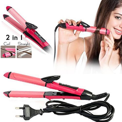 385 2 In 1 Hair Straightener And Curler Machine For Women  Curl  Straight Hair Iron - BOSS MANGO