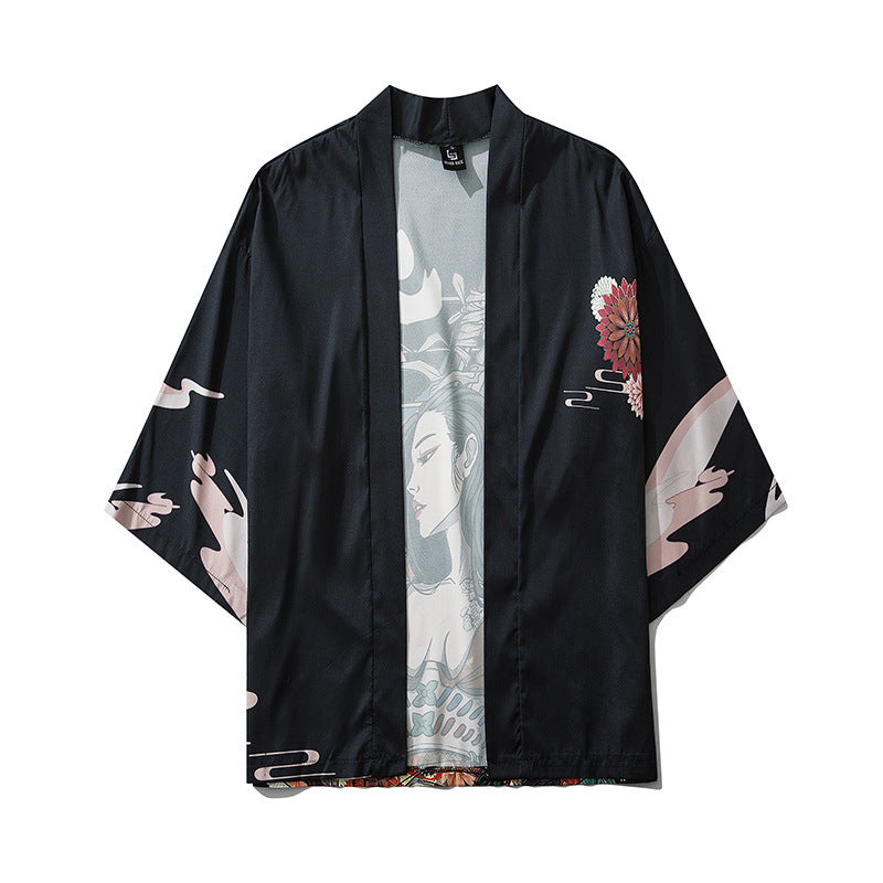 Printed Japanese Kimono Men's And Women's Cloak Jacket Road Robe Pajamas Cardigan - BOSS MANGO