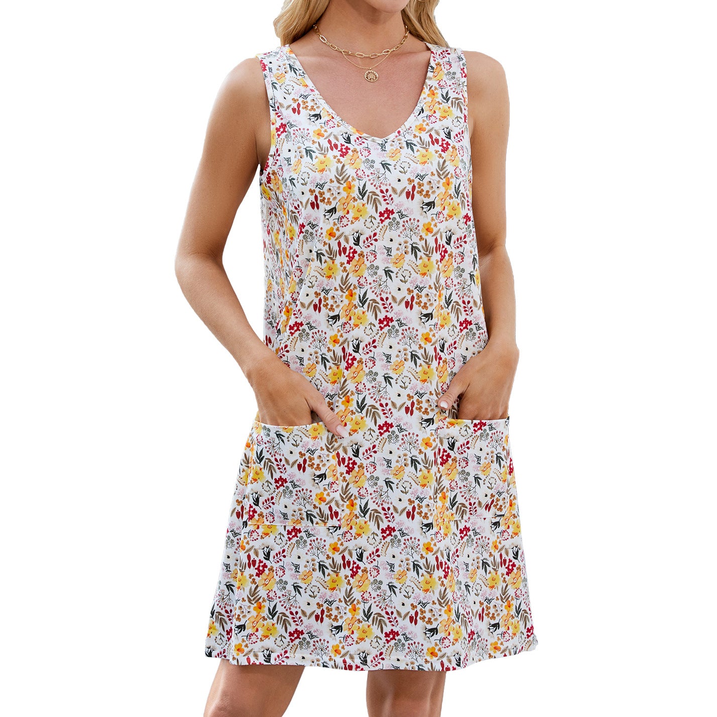 Printed camisole casual sleeveless dress