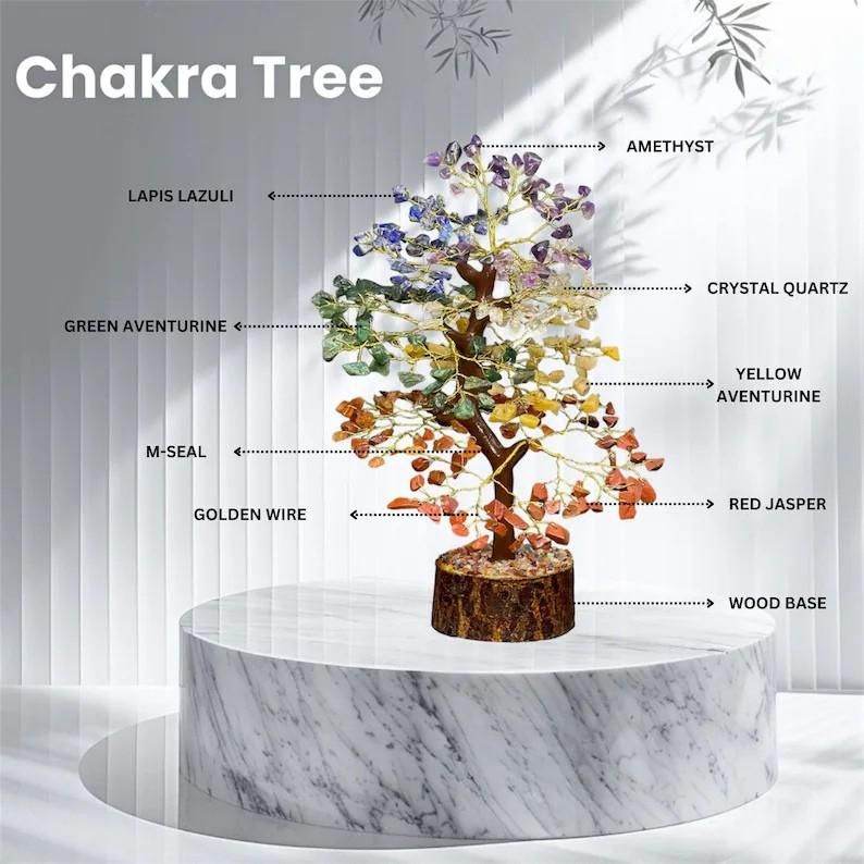 7 Chakra Natural Gemstone Crystal Tree 4354276439
