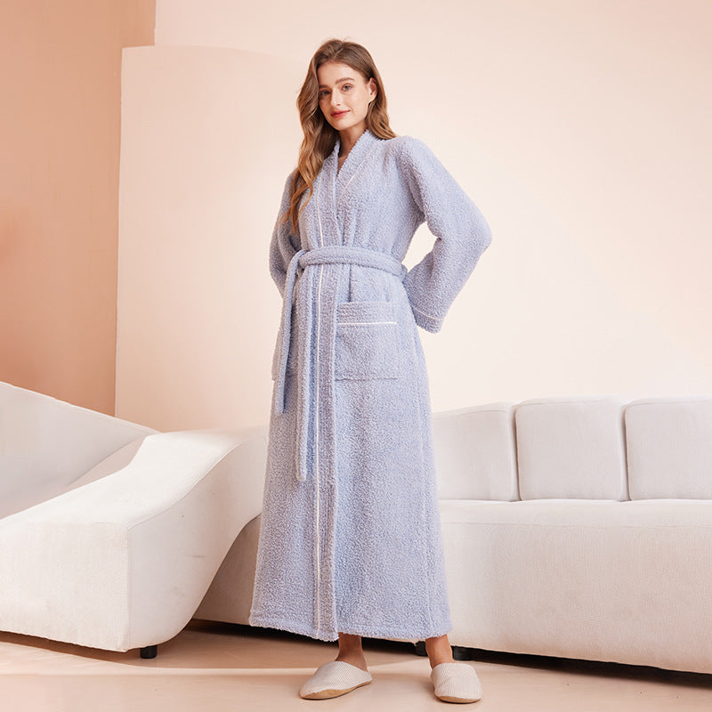 Couple's sleepwear women's autumn and winter coral fleece thick warm long flannel nightgown men's bathrobe sleepwear