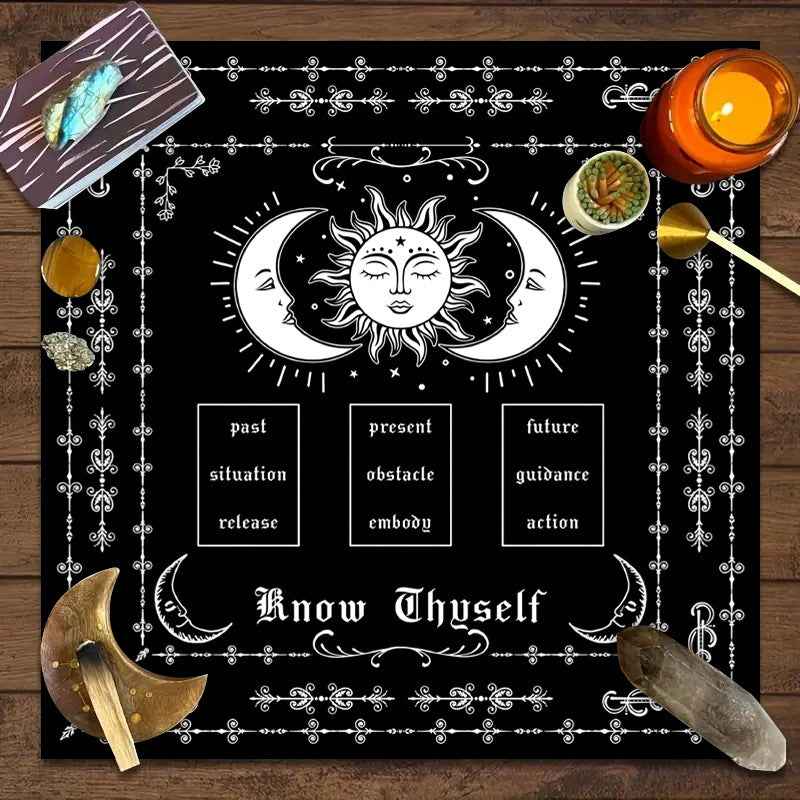 Tarot Tablecloth Board Game Decorative Cloth Have Your Power Mandala Moon Phase Floral Butterfly Tablecloth