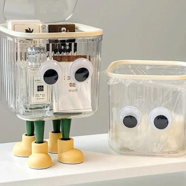 Cute Cartoon Trash Can with Lid – 15x15x8 cm – Compact Odor-Sealing Mini Waste Bin 5437952018