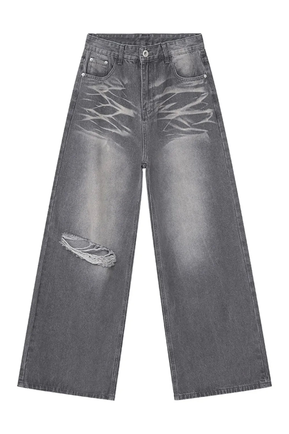 BOSS MANGO - Distressed Wide Leg Jeans with Pockets