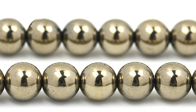 Electroplated Pyrite Glossy Round Beads - BOSS MANGO