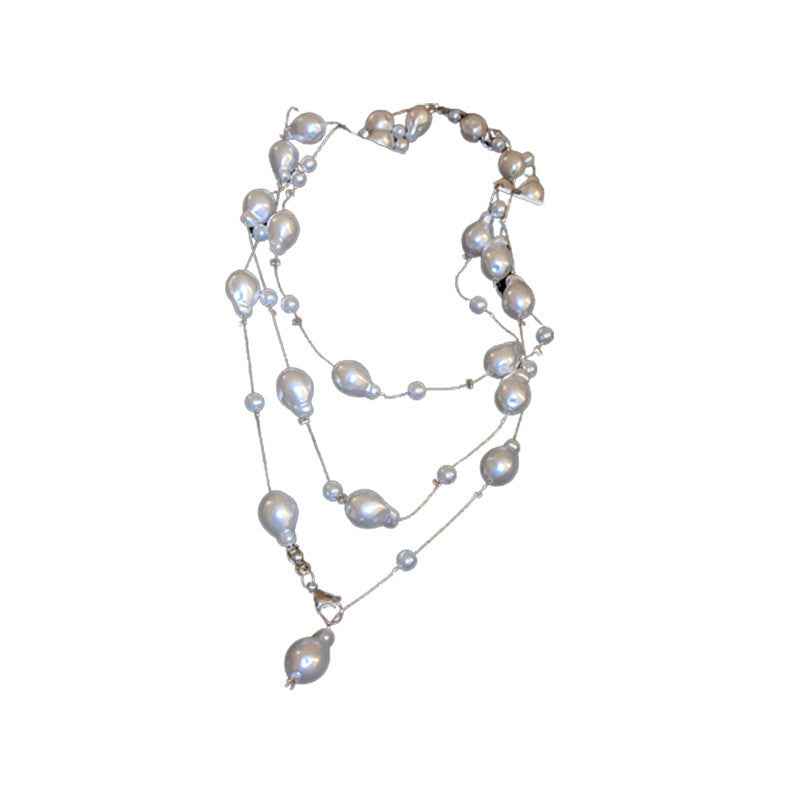 Irregular Long Pearl Necklace Niche