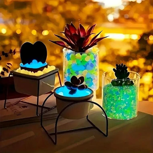 100pcs Artificial Mixed Color Glow Stones – Fluorescent Resin Pebbles for Home & Garden Décor 6165923089