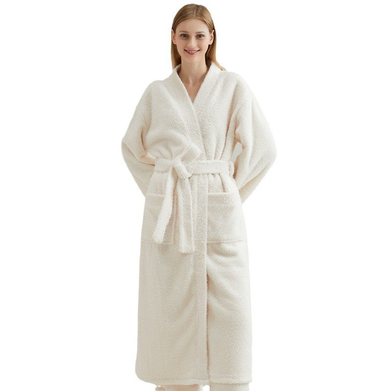 Couple pajamas flannel casual European and American loose bathrobe nightgown - BOSS MANGO