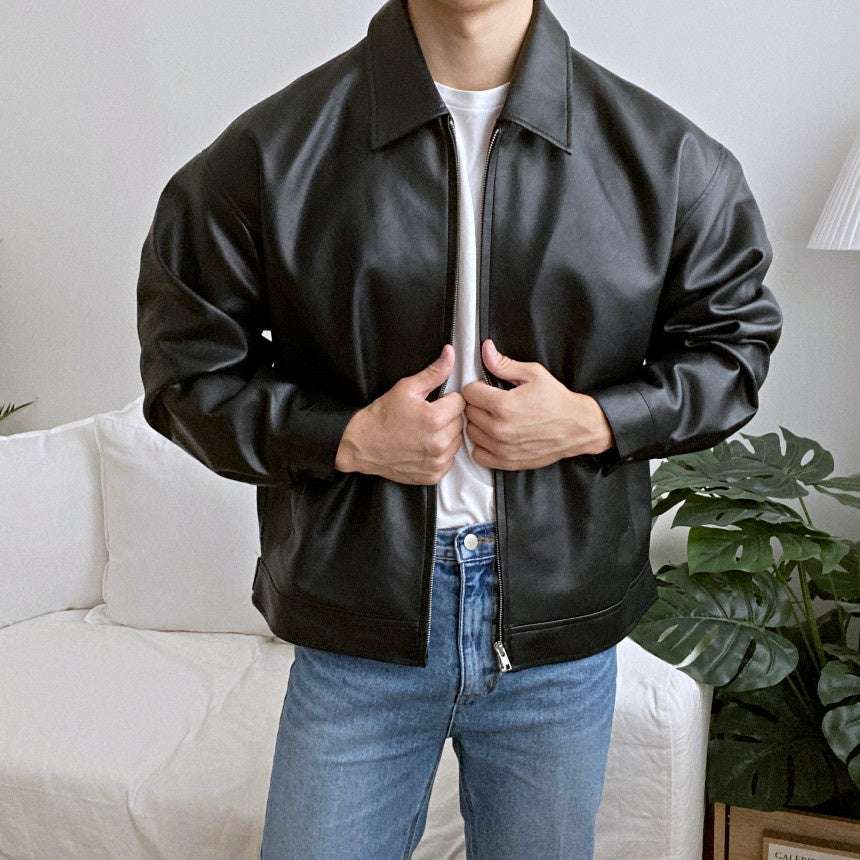 Leather Casual Baseball Uniform Motorcycle Jacket