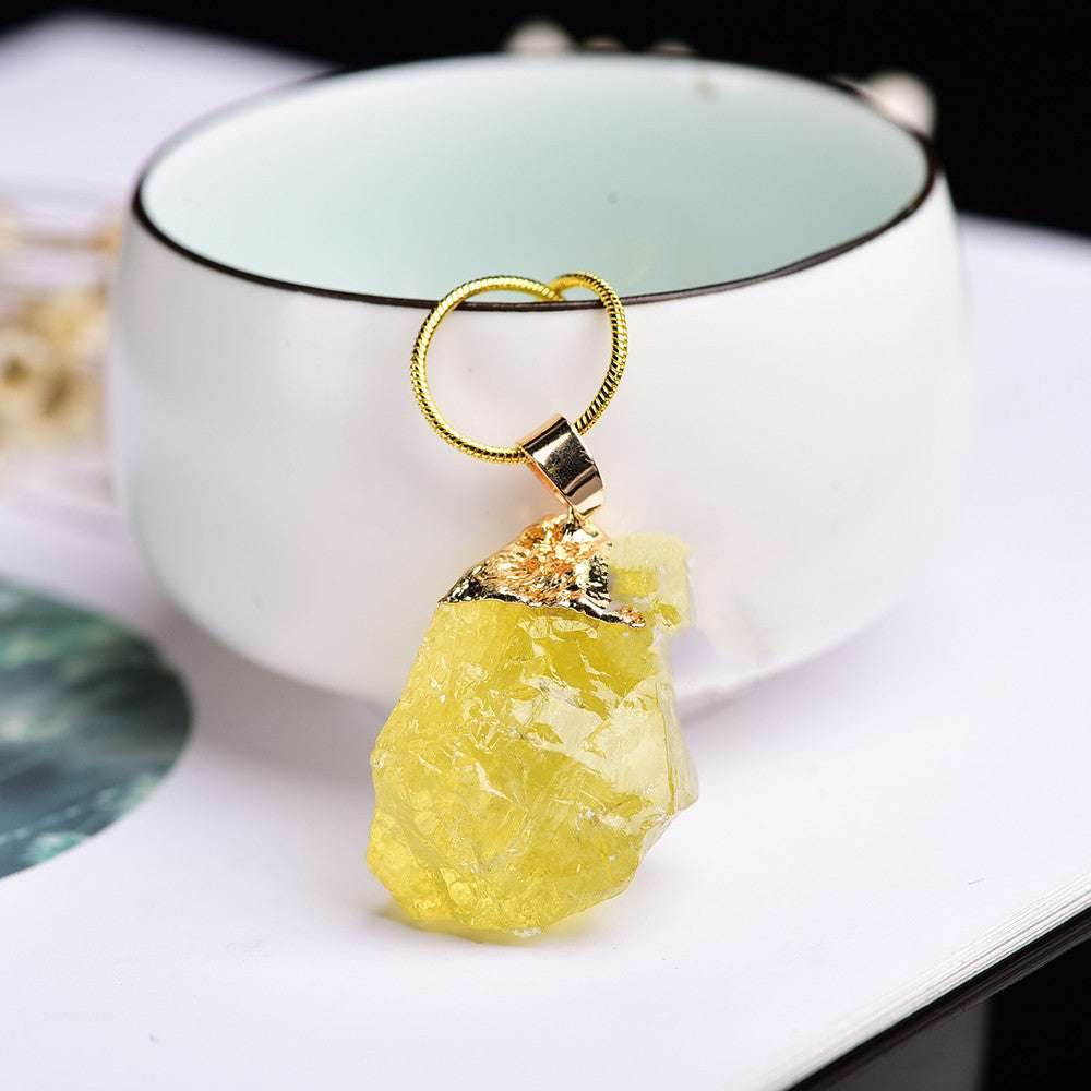 Yellow Crystal Natural Crystal Pendant With Gemstones + Chain 6549a36f-1ffe-4026-85de-d97b285364bf-_7 Accessories