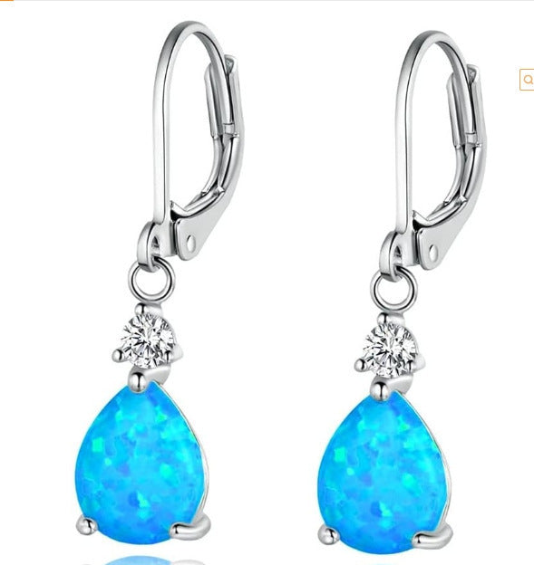 White Opal Drop Opal Earrings - BOSS MANGO