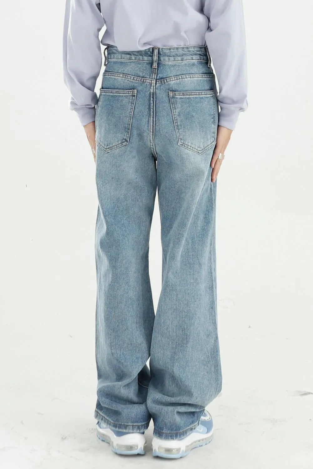 BOSS MANGO - Distressed Wide Leg Jeans with Pockets