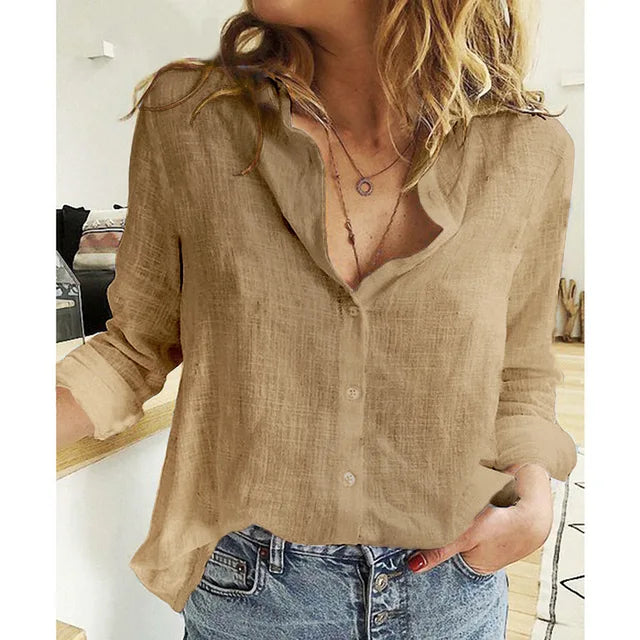 Cotton Linen Leisure Shirts WOMEN